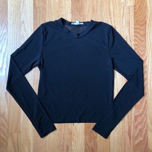 Black Mesh Long Sleeve Top